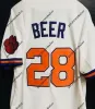 Mens Clemson Tigers 28 Seth Beer NCAA College Baseball Jersey Double Stitched Name 및 Number High Quailty in Stock Fast Shipping