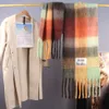 AC 2024 Fashion Grils Circle Yarn Thickened Long Scarf Women's Warm Rainbow Plaid Mohair Shawl