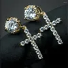 Boucles d'oreilles pendantes en Zircon croisé pour hommes et femmes, rétro, strass, Hip Hop, clous d'oreille, bijoux, accessoires, cadeaux de fête, choses Cool