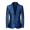 Costumes pour hommes Blazers Élégant motif de plumes rose Blazer veste hommes un bouton revers costume veste hommes mariage marié fête bal Blazer Hombre 6XL 231216