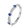 Anelli a grappolo Anello con diamante da donna S925 Argento sterling colorato semplice moda blu tesoro verde gioielli di fidanzamento