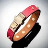 high quality brand jewerlry real leather bracelet for women round rivet stainless steel bracelet