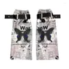 Women Socks PU Strap Long Sock For Girl Harajuku Streetwear Leg Warmer Butterfly Printing Aesthetic Gothic Foot Covers Punk Grunge Y2k 2023