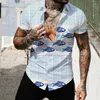 Men's Casual Shirts Beach Shirt Gradient Hawaiian Muscle Short-sleeved