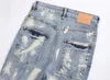 Jeans viola firmati Jeans uomo jeans dritti uomo ginocchio skinny dritto taglia 30-38 moto trendy lungo buco dritto High Street denim all'ingrosso 3550