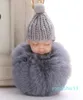 Fourrure de lapin Pom pon tricoté chapeau bébé poupée porte-clés voiture porte-clés jouet cadeaux à la mode