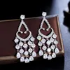 Dangle Earrings BeaQueen Noble Long Tassel For Women Water Droplets Cubic Zircon Crystal Jewelry Bridal Wedding Accessories E560