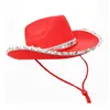 Bérets Chapeau de cowboy de style occidental Casquettes Fedoras avec lanière de vent pour costume de cosplay