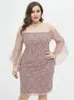 Vestidos plus size para roupas femininas 2022 casual slash neck dama de honra vestido moda feminina elegante renda rosa dama de honra dresse