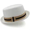 Baretten Heren Dames Klassiek Stro Pork Pie Hoeden Fedora Zonnehoeden Trilby Caps Zomer Boater Street Outdoor Reizen Feest Maat US 7 1/4 UK L