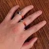 Cluster Rings 4mm Natural Crystal Stone Beaded 7 Chakra Beads Amethyst Citrine Spinner For Women Vintage Bead Jewelry Gift