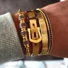 JuneLeaf 4pcs Set Men Steel Roman Numeral Bracelet Horseshoe Buckle Bangles Pulseira Bileklik Luxury Handmade Jewelry CX200724210v