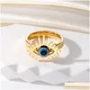 Clusterringen Vintage Blue Evil Eye Finger Ring voor vrouwen Gift Sieraden Hollow Crown Turkse Lucky Verstelbare Party Accessoires Maat 17 Dhvdi