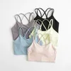 Ensemble Couleur unie Cross Back Fitness Soutien-gorge Sexy Femmes Yoga Gilet Serré Sport Débardeur Gym Courir Sangles Avec Coussin De Poitrine Amovible