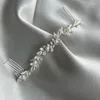 Hair Clips Silver Color Copper Leaf Bridal Comb Pins Pearls Women Jewelry Handmade Wedding Headpiece Accessories