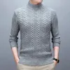 Herrtröjor Casual Half High Collar Sweater Sticked Warm Elastic Fall Winter Pullover For Daily Wear Slim Fit