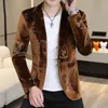 New Spring Autumn Season Men's Blazer Personalized Gold Velvet Small Suit Slim Fit Fashion Casual Men's Suit Coat