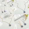 Hanger Kettingen 14Mm Gekleurde Glazuur Blauw Boze Oog Kettingen Mode Zirkoon Lucky Turkse Ketting Voor Vriend Sieraden Gift Drop deliv Dhebc