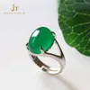 Groothandel edelstenen sieraden natuursteen jade chalcedoon ring groene agaat verstelbare aangepaste ring damesaccessoires