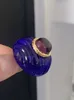 Anéis de banda moda vintage transparente azul colorido esmalte aberto anel feminino ajustável 231218