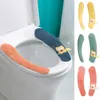 Toalettstol täcker återanvändbart plyschskyddsskydd tvättbar kudde lim badrumsmaterial