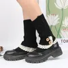 Shoe Parts Accessories Double Button Cable Knitted Boot Cuff Short Leg Warmer Womens Boot Socks Knitted Lace Trim Fashion Boots Accessories 231218