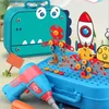 Sortera häckning Stacking Toys Montessori Skruvverktyg Toy Boys Kids Electronic Drill Assembly Toys Mosaic Puzzle Repair Toolbox Education Game Q231218