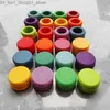 Sorting Nesting Stacking toys 72PCS Kids Wooden Toys Beech Rainbow Coins and Rings Stackable Montessori toys Nature Loose Parts Creative Toys 12 colors Q231218