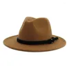 Berets X3013 British Style Woolen Jazz Hat Unisex Big Brim Men's Fashion Cap Justerbar Wool Felt Hatts Fascinator
