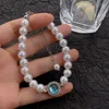 Strand Sea Blue Zircon Pearl Adjustable Bracelets For Women Fashion Jewelry Minimalist Accessories