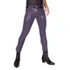 Herenbroeken Latex Mid Taille Mager Mode Veelzijdig Casual Straat Sexy PVC Leer Club DS Bar Kleding 231218