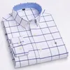 Camicie casual da uomo Primavera 2024 Camicia elegante scozzese scozzese di lusso a maniche lunghe in cotone Oxford a quadri moda