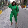 Women's Two Piece Pants Women Outfits Casual Tracksuits Slit Long Sleeve Button Coats Tops & Slim Set Streetwear