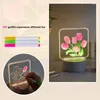 Luzes da noite Tulipa Lâmpada Flor Mesa Ajustável USB Tri Color Light para Meninas Sala de estar Quarto Decoração de Casa