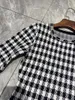 Casual Dresses 11.23 Women Fashion Simple Plaid Round Neck Collect Waist Slim Ruffled Hem Mermaid Dress