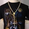 2017 neue Mode Hip Hop vergoldet voller Cz Iced Out Jesus Gesicht Kreuz Stücke 79 cm lange Rosenkranz Halskette für Männer und Frauen Schmuck287p