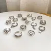 Band Rings 50 pièces/lot Vintage évider anneaux pour femmes argenté mélange fleur souriant réglable ouverture bague de doigt charme bijoux accessoires 231218