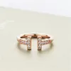 Letter Open Ring Double Diamond Set Bare Everything Fashion Adjustment Factory Direct SalesAUZM