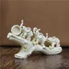 Decorative Objects Figurines Porcelain Family Handmade Ceramics Wild Animal Statue Craft Ornament for Room Decoration and Art Collection 231218