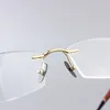 Lunettes de soleil Vazrobe Rimless Titanium Lunettes Cadre Hommes Femmes Temple en bois Lunettes myopes Lunettes pour prescription Or Gris