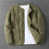 Kurtki męskie 2023 Autumn Winter O-Neck Quild Jacket Wszechstronna armia zielona retro zagęszczona płaszcz Men TechWear Button Up Oversize