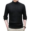 Herrtröjor Casual Half High Collar Sweater Sticked Warm Elastic Fall Winter Pullover For Daily Wear Slim Fit