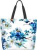 Shopping Bags Blue Floral Tote Bag Large Women Casual Shoulder Gifts Reusable Waterproof For Weekender Travel Grocery Outdoor