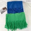 Foulards Femmes Épais Châle Wraps Cachemire Écharpe Hiver Chaud Couleur Unie Couverture Foulards Long Gland Hijab Étoles Foulard Femme 231216