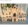 Sortowanie gniazdowania zabawki drewniane bloki budulcowe Zestaw Zamek Zamek z przezroczystymi kostkami Rainbow Timbers Zwierzęta żyrafa dla dzieci Q231218
