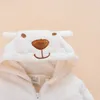 Rompers Winter Baby Clothes Cute Cartoon Bear Baby Rompers Pajamas Cotton Infant Boy Girls Costume Zipper Jumpsuit 0-24 MonthsL231114