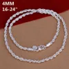 Plated sterling silver necklace 4MM men ed Rope chains 16 18 20 22 24 inches DHSN067 Top 925 silver plate Necklaces jewe260a