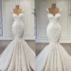 Vintage Ivory Mermaid Wedding Dress Beads Sweetheart Neck Short Sleeve Lace Appliques Bridal Gown For Bride Customize