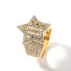 Le concepteur fait de la réalité personnelle 925 entièrement entièrement avec une bague d'étoile de diamant Moisanite Iced Out Out Moissanite