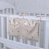 Dubbellaags puur katoenen stof Babybed opbergtas Dubbele zak Kinderwagen hangende tas Bedrukte babyfles hangende tas